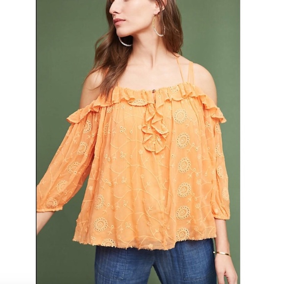 Anthropologie Floreat Embroidered Off The Shoulder Top - Picture 2 of 10